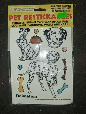 Dalmatian Pet Restickables New Sealed 1996 Colors Glow Like Stained Glass